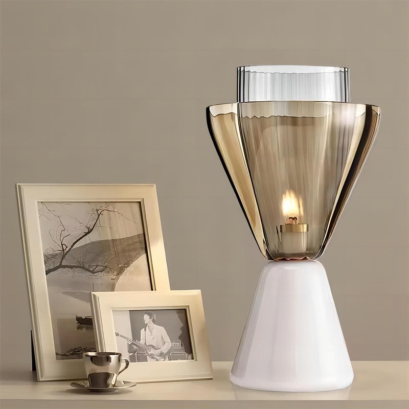 Simple Glass Table Lamp with White Marble Base