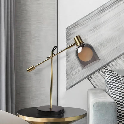 Transparent Gray Metal Table Lamp