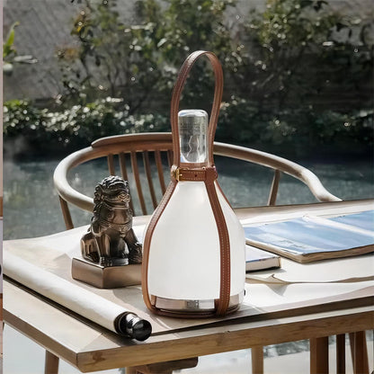 Wireless Touch Control Calfskin Pomelo Shape Portable Table Lamp